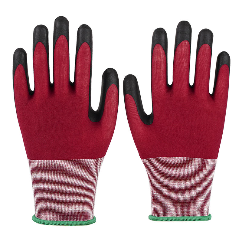 21 Gauge Ultra Fine Foaming Wine Red Nylon Latex Handskar